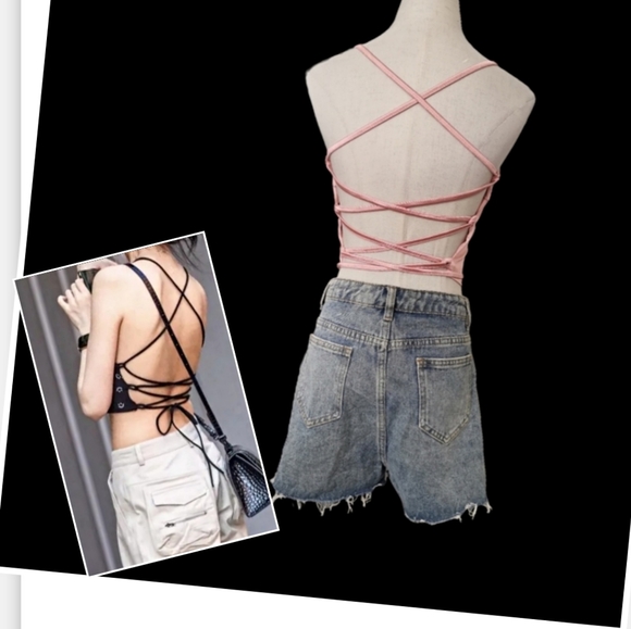 Pink Silky Open-Back tank Top - Picture 3 of 3